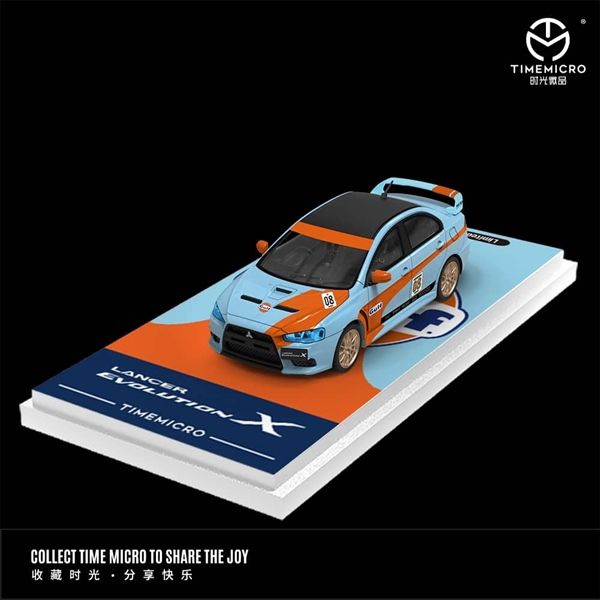 Mô hình xe Mitsubishi Lancer Evolution 10 Gulf tỉ lệ 1:64 Time micro TM643122