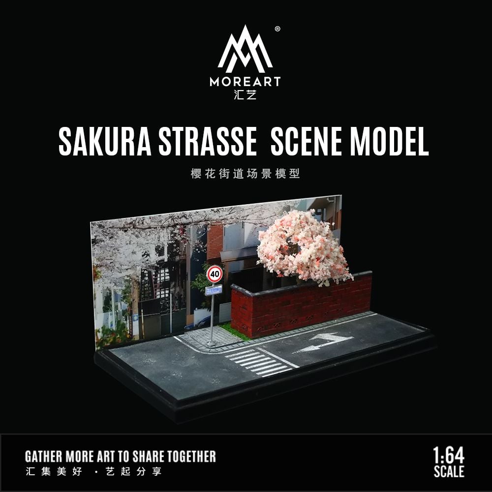 Hộp trưng bày mô phỏng đường phố hoa anh đào - sakura strasse scene model tỉ lệ 1:64 More Art MO901303