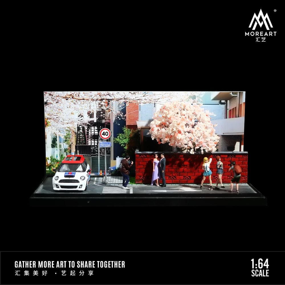 Hộp trưng bày mô phỏng đường phố hoa anh đào - sakura strasse scene model tỉ lệ 1:64 More Art MO901303