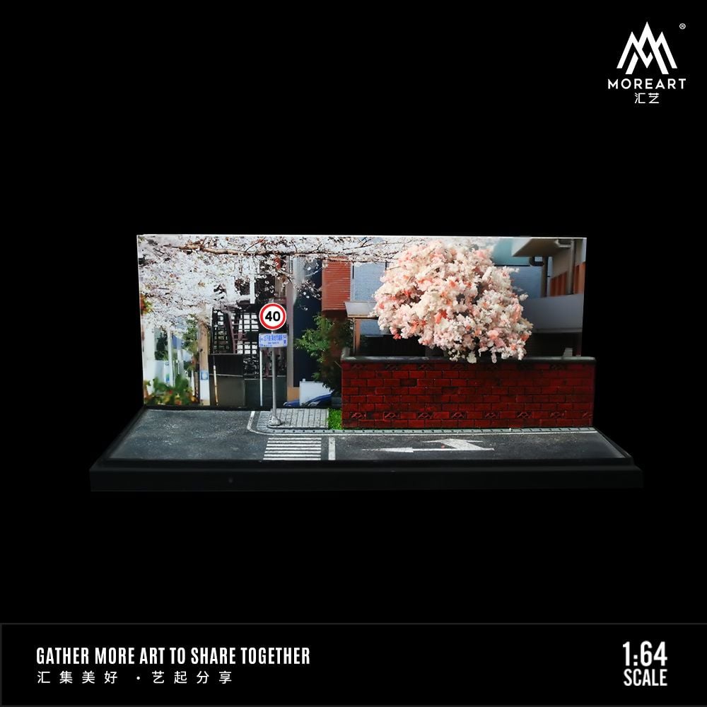 Hộp trưng bày mô phỏng đường phố hoa anh đào - sakura strasse scene model tỉ lệ 1:64 More Art MO901303