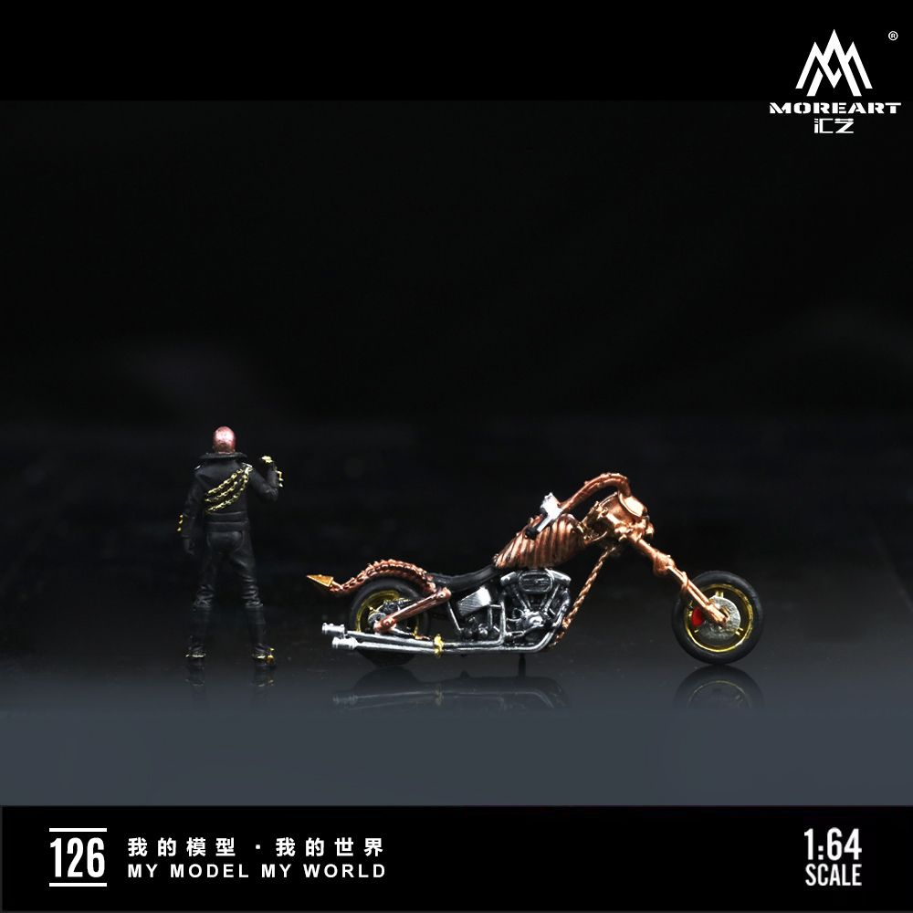 Mô hình nhân vật và mô tô Skeleton Knight Motorcycle Doll Red Magic Edition tỉ lệ 1:64 More Art MO222126