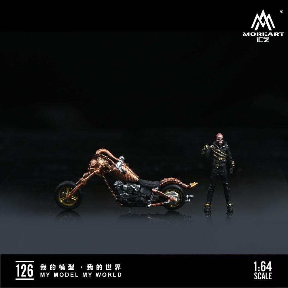 Mô hình nhân vật và mô tô Skeleton Knight Motorcycle Doll Red Magic Edition tỉ lệ 1:64 More Art MO222126