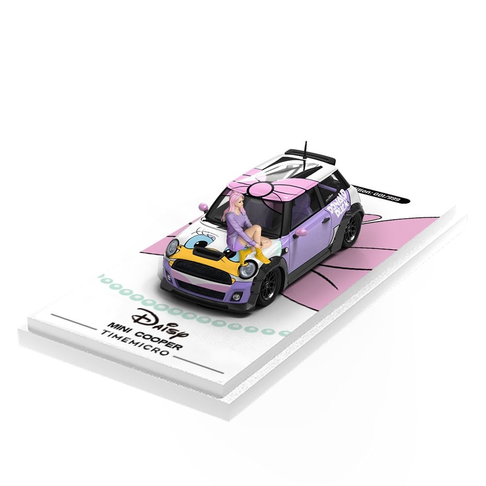 Mô hình xe Mini Cooper custom Daisy Disney pink tỉ lệ 1:64 Time micro TM643631