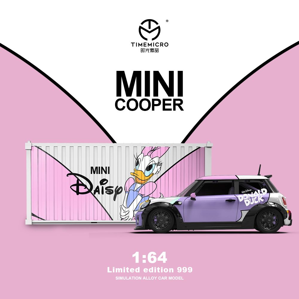 Mô hình xe Mini Cooper custom Daisy Disney pink tỉ lệ 1:64 Time micro TM643631