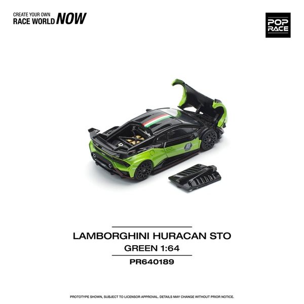 LAMBORGHINI HURACAN STO (LP640-2) 10 ANNIVERSARIO - GREEN/BLACK tỉ lệ 1:64 Poprace PR640189