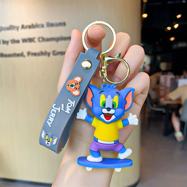 Móc khóa nhựa dẻo - silicon mèo và chuột Tom & Jerry MK026