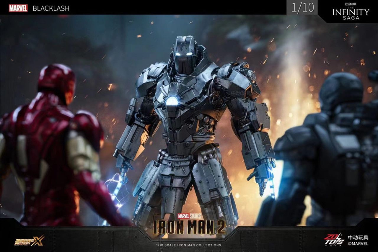 Mô hình nhân vật Marvel Whiplash Blacklash Marvel - MK2 có đèn Iron man 2 SHF tỉ lệ 1:10 23CM ZD Toys FG263