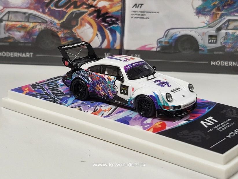 Mô hình xe Porsche 964 RWB Rauth Welt high tail blue Dragon tỉ lệ 1:64 Modern Art More Art MD640870