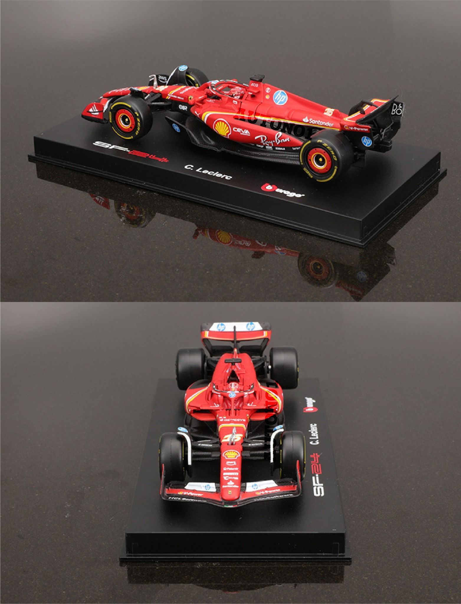 Mô hình xe đua F1 Ferrari Forrmlar SF24 có hộp mica - có figure tỉ lệ 1:43 Bburago OT43014