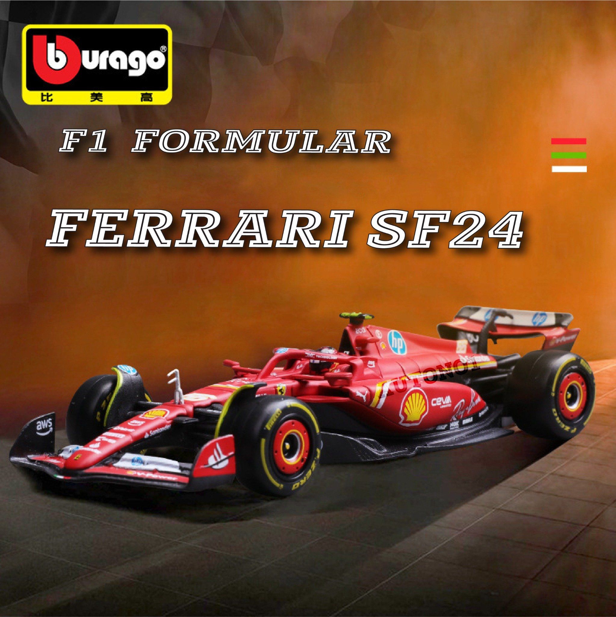 Mô hình xe đua F1 Ferrari Forrmlar SF24 tỉ lệ 1:43 Bburago OT43015