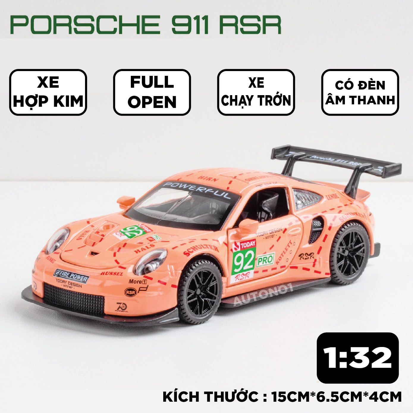  Mô hình xe Porsche 911 RSR tỉ lệ 1:32 Alloy Model OT423 