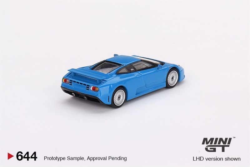Mô hình xe ô tô Bugatti EB110 GT Blue sky bản card tỉ lệ 1:64 MiniGT MGT00644