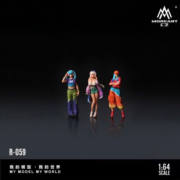 Mô hình set nhân vật 3 cô gái Trendy Girl doll set resin tỉ lệ 1:64 MoreArt MO223059