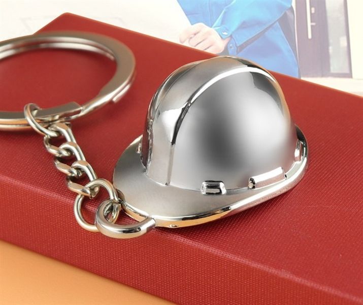 Móc khóa kim loại hình nón fullface - nón công trình kích thước 8cm MK021