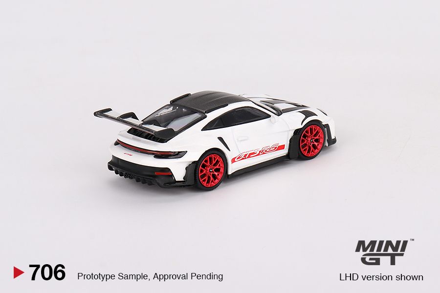 Mô hình xe Porsche 911 (992) GT3 RS Weissach Package White with Pyro Red tỉ lệ 1:64 MINIGT MGT00706-BL