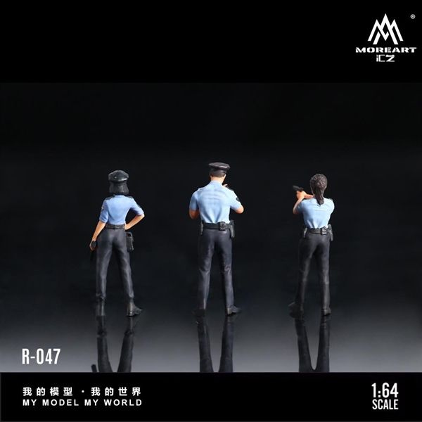 Mô hình nhân vật figure cảnh sát 3 người Attendance Police Doll Set Simulation Resin Model tỉ lệ 1:64 Moreart MO223047