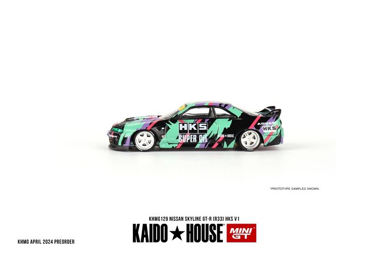 Mô hình xe Nissan skyline GT-R R33 HKS V1 KAIDO HOUSE tỉ lệ 1:64 KHMG129