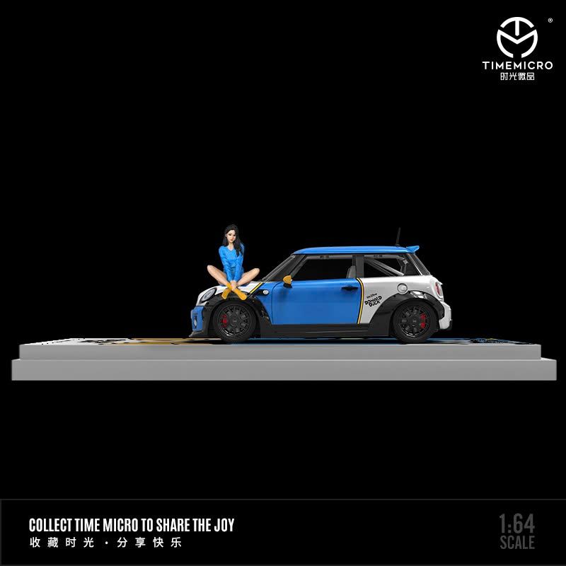 Mô hình xe Mini Cooper Donald Duck blue Limited Edition 599pcs tỉ lệ 1:64 Time micro TM643625