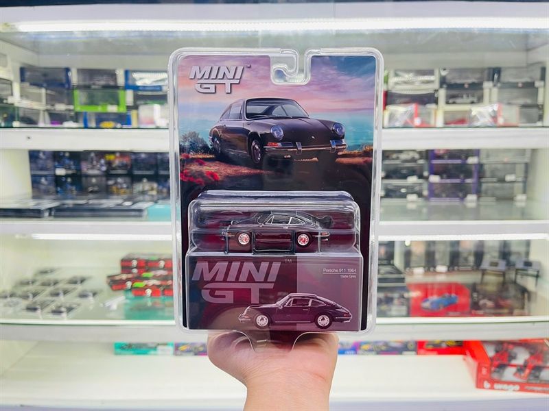 Mô hình xe Porsche 911 1964 Slate Grey bản card tỉ lệ 1:64 MiniGT MGT00717-BL