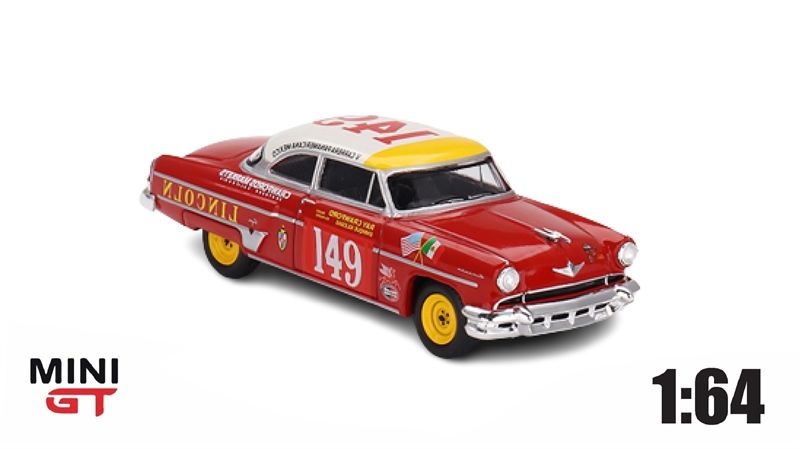 Mô hình xe ô tô Lincoln Capri 1954 Carrera Panamericana Class Winner #149 tỉ lệ 1:64 MiniGT