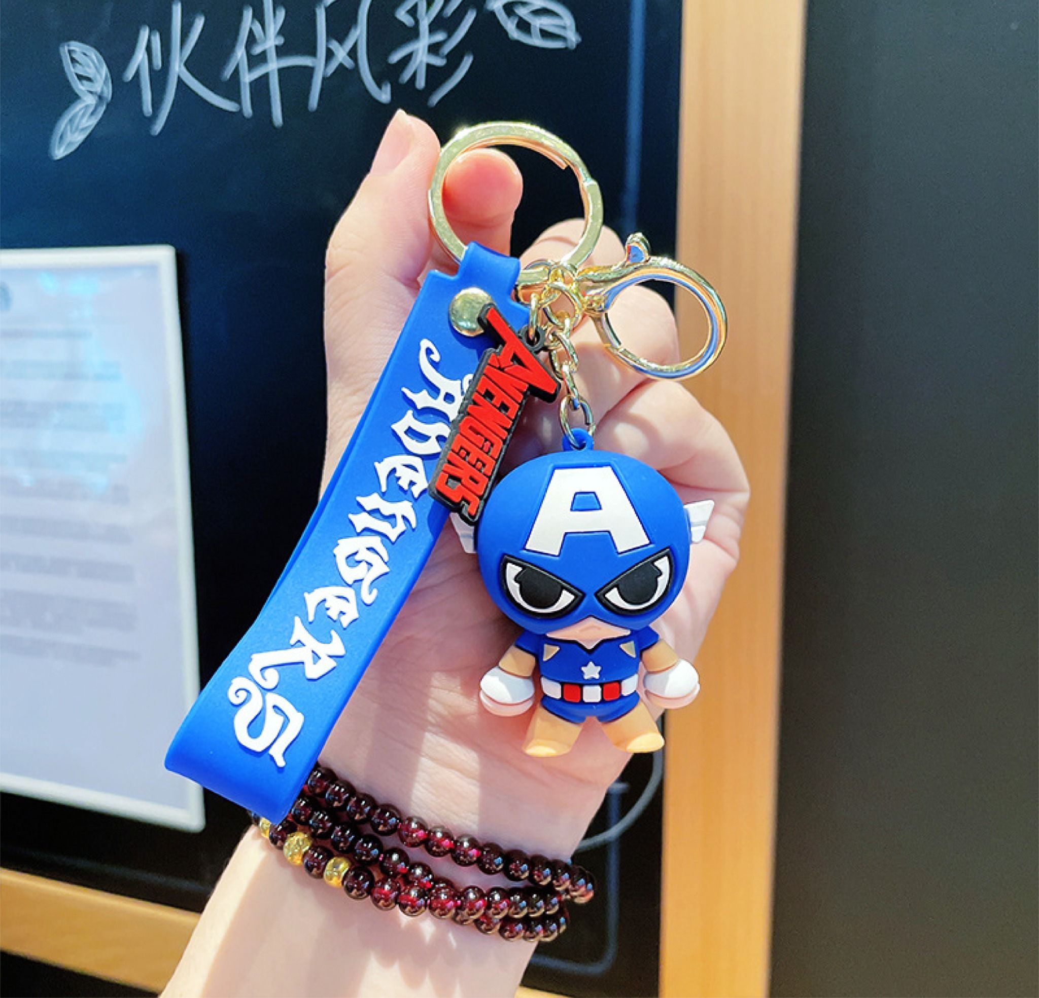 Móc khóa nhựa dẻo - silicon siêu anh hùng Marvel Đội trưởng Mỹ Captain american Avengers MK006