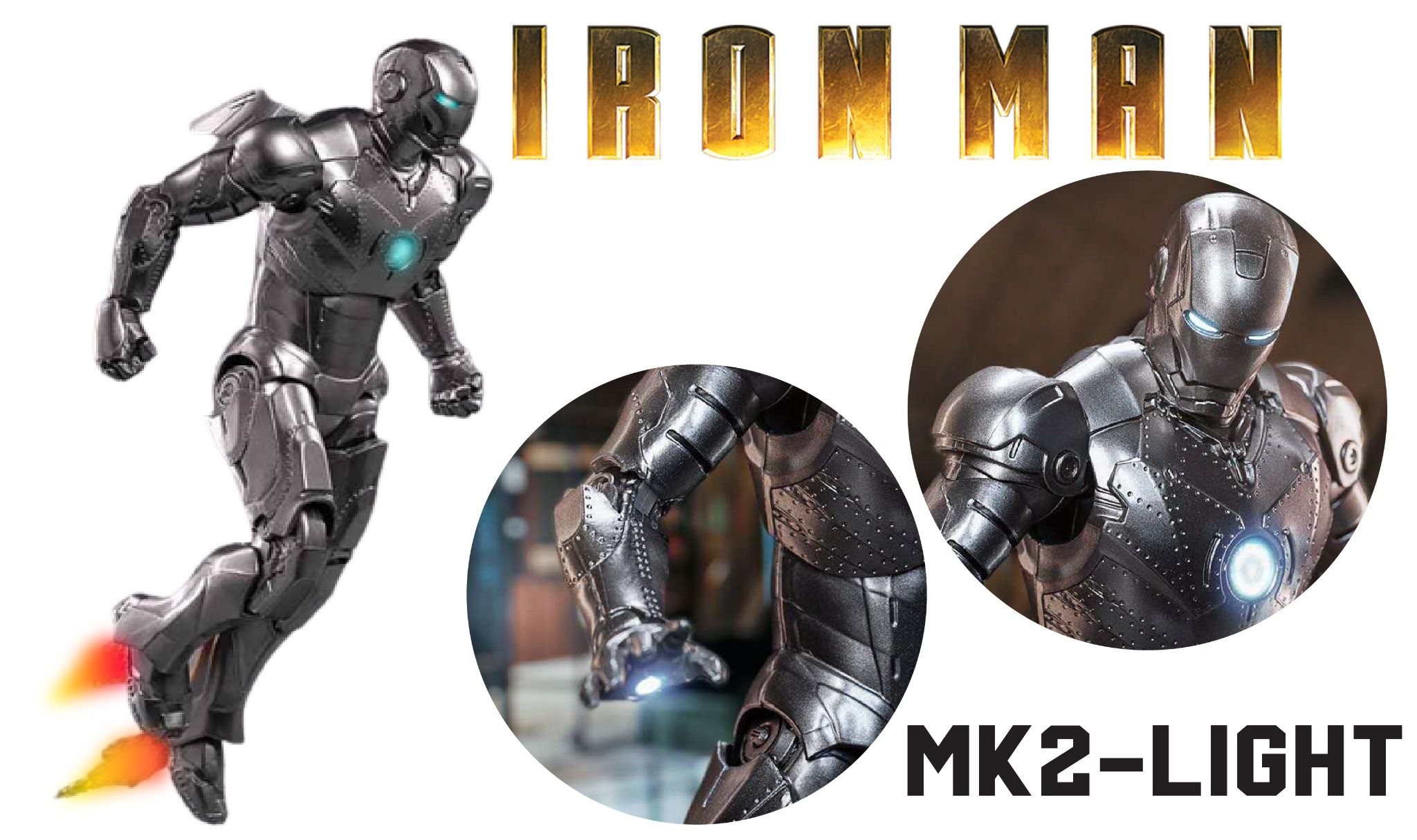 Mô hình nhân vật Marvel Iron man người sắt có đèn MK2 Mark II Avengers SHF tỉ lệ 1:10 18CM ZD Toys FG263