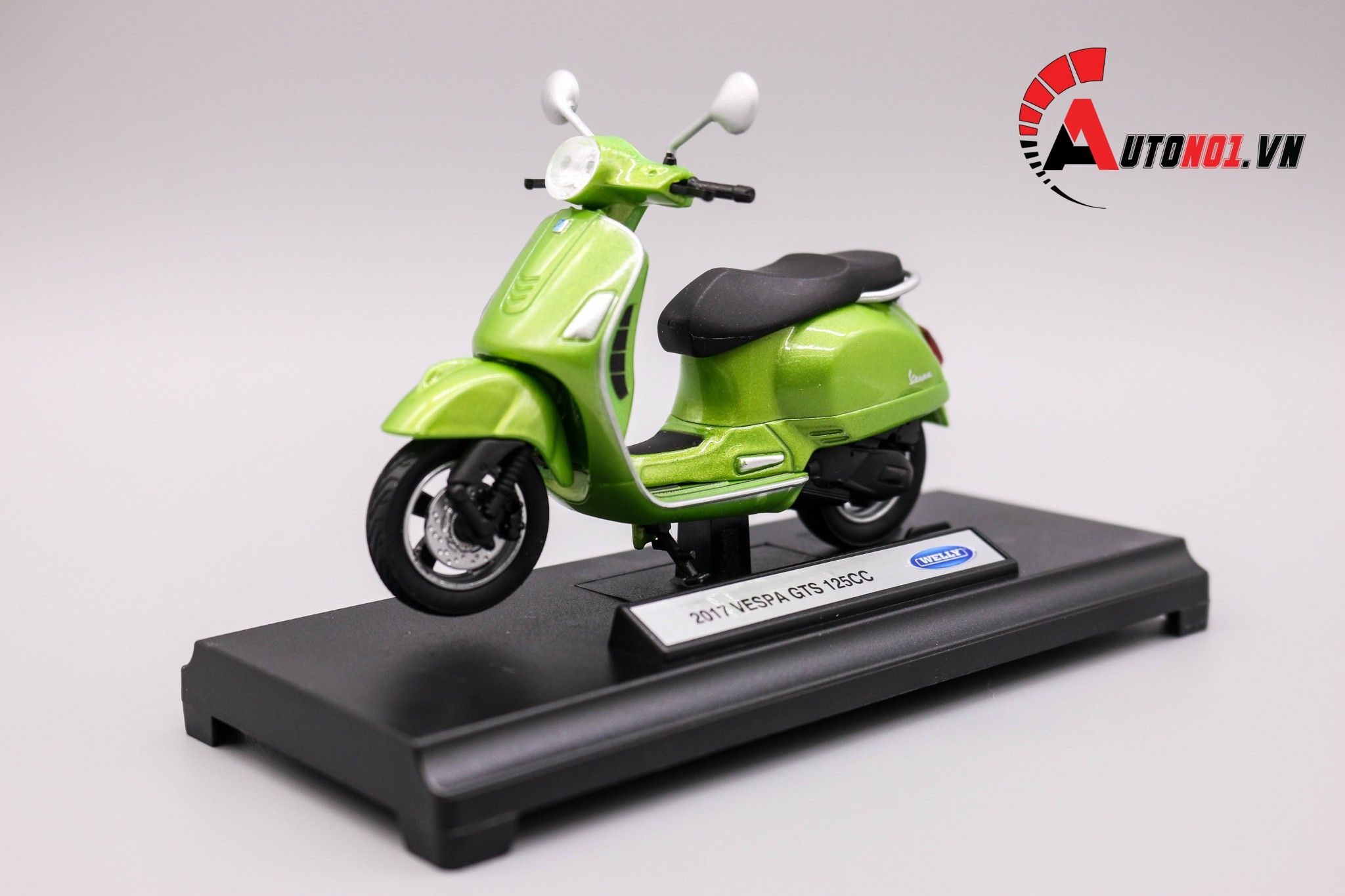 Mô hình xe Vespa gts 125cc 2017 green 1:18 Welly MT078E