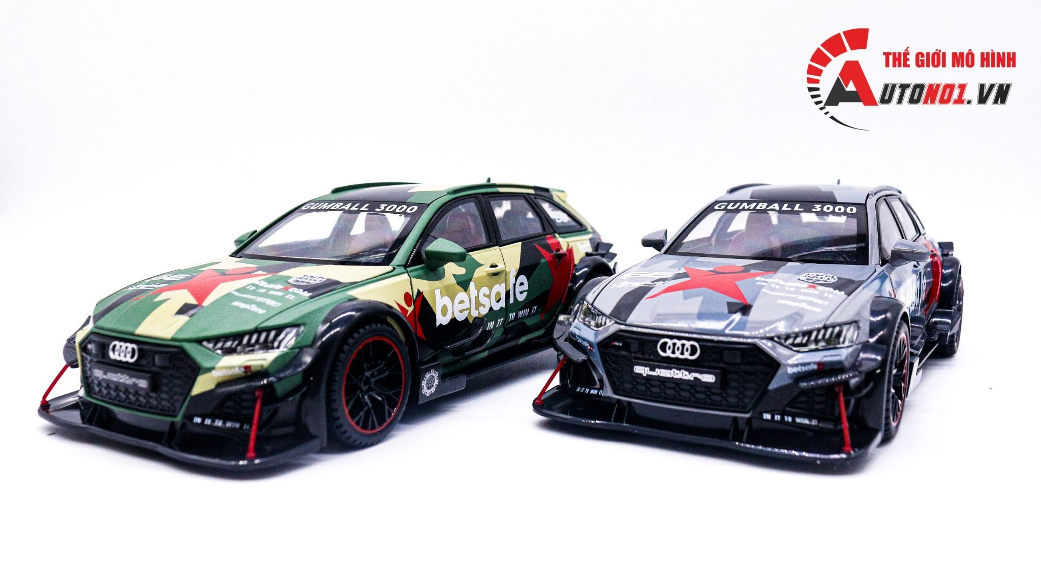 Mô hình xe Audi RS6 DTM 56 box camping full open - có âm thanh - đèn - đánh lái No box tỉ lệ 1:24 Jinlifiang OT24019