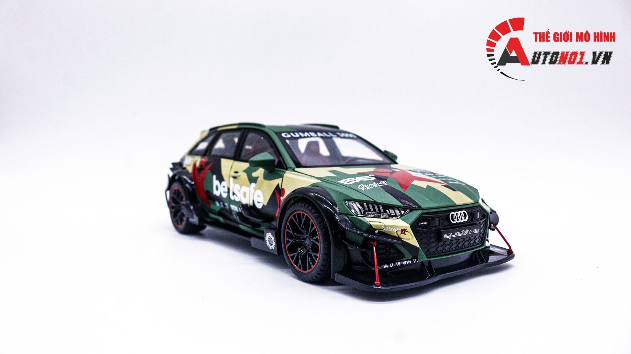 Mô hình xe Audi RS6 DTM 56 box camping full open - có âm thanh - đèn - đánh lái No box tỉ lệ 1:24 Jinlifiang OT24019