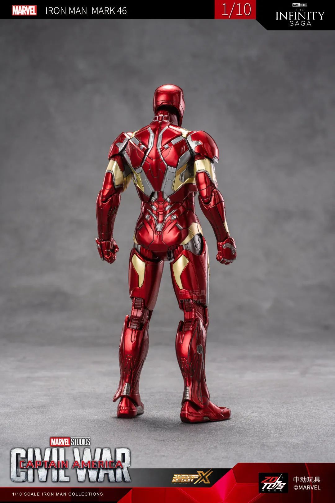  Mô hình nhân vật Marvel Iron man người sắt Iron man MK46 SHF Captain America tỉ lệ 1:10 23CM ZD Toys FG262 