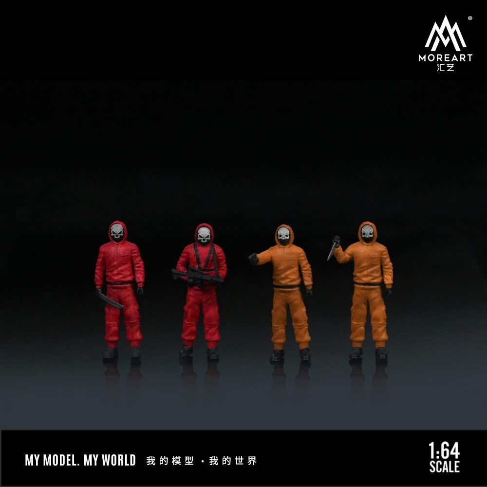 Mô hình set nhân vật 4 người Terrorist áo cam có hung khí tỉ lệ 1:64 MoreArt MO223038