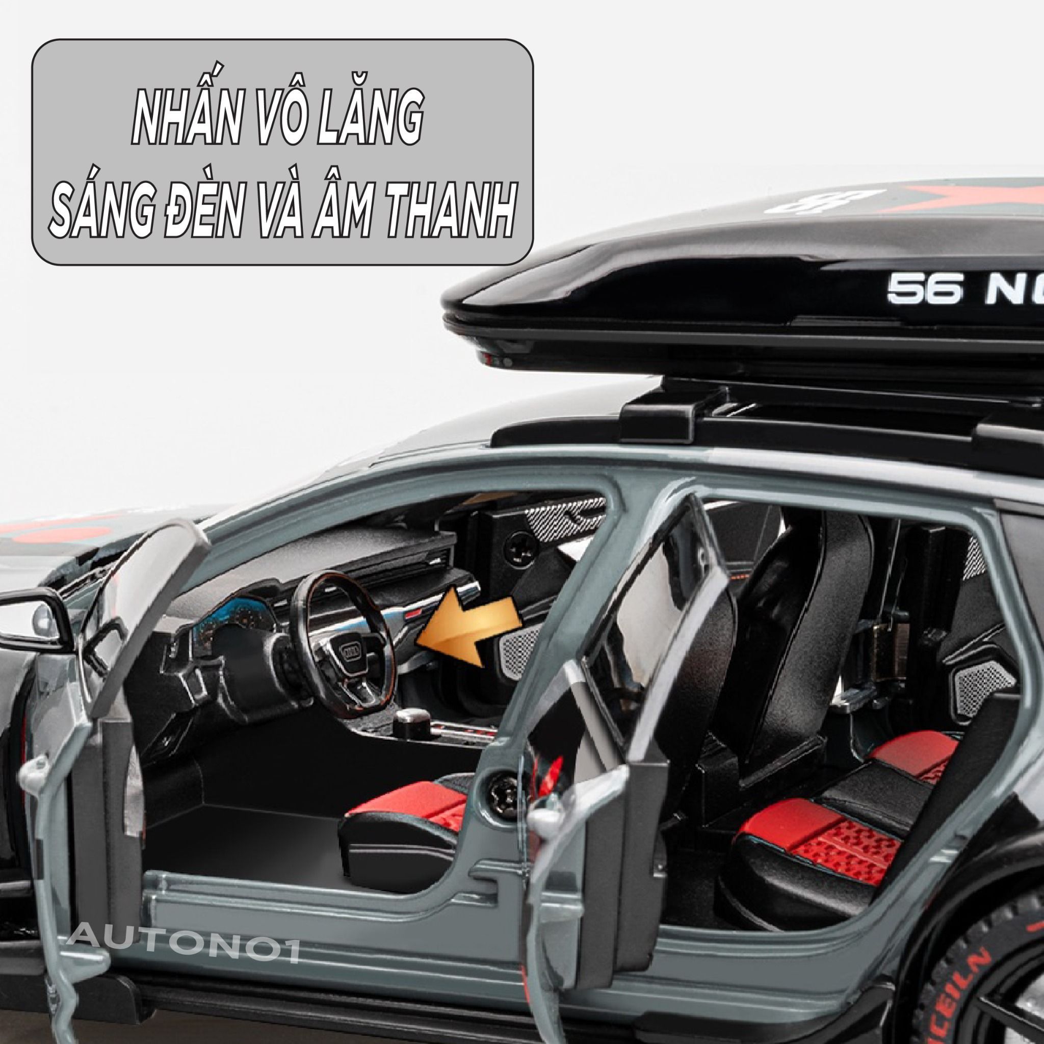 Mô hình xe Audi RS6 DTM 56 box camping full open - có âm thanh - đèn - đánh lái No box tỉ lệ 1:24 Jinlifiang OT24019