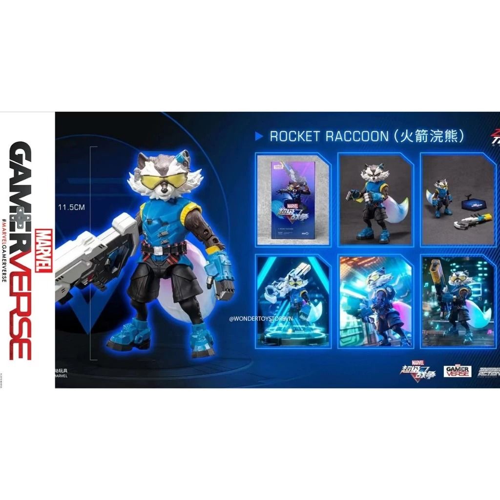 Mô hình nhân vật Marvel Rocket Raccoon SHF Gameverse Super War tỉ lệ 1:10 11,5CM ZD Toys FG277