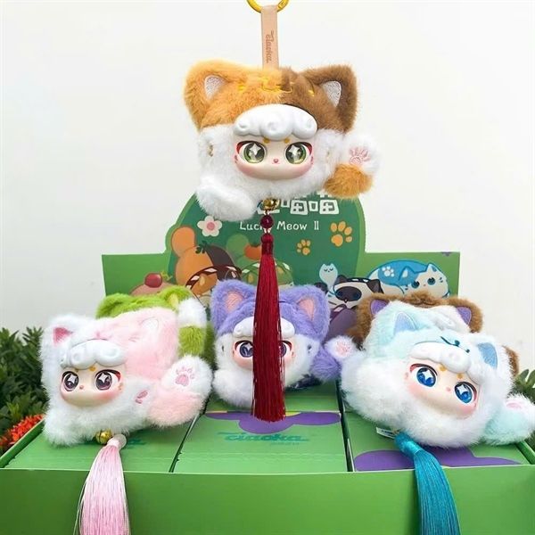 Blind box hộp mù móc khóa CIAOKA Lucky meow Mèo thần tài v2 green box Blind box chính hãng Baby Three BL026