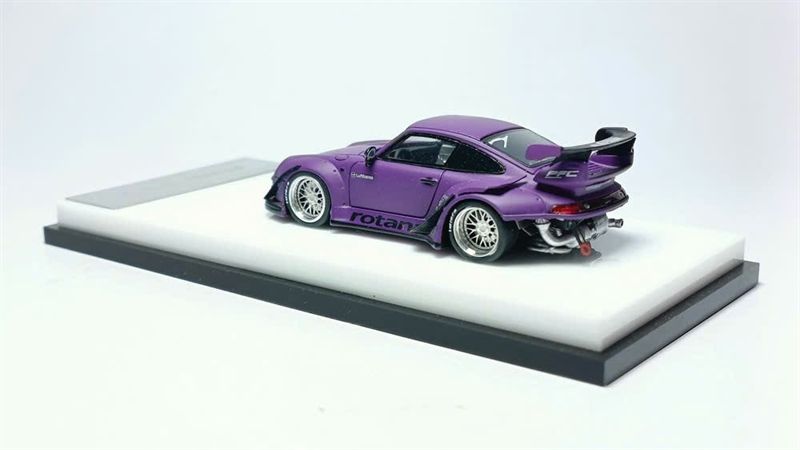 Mô hình xe Porsche RWB993 resin model car, matte purple (low spoiler version) tỉ lệ 1:64 ScaleMini