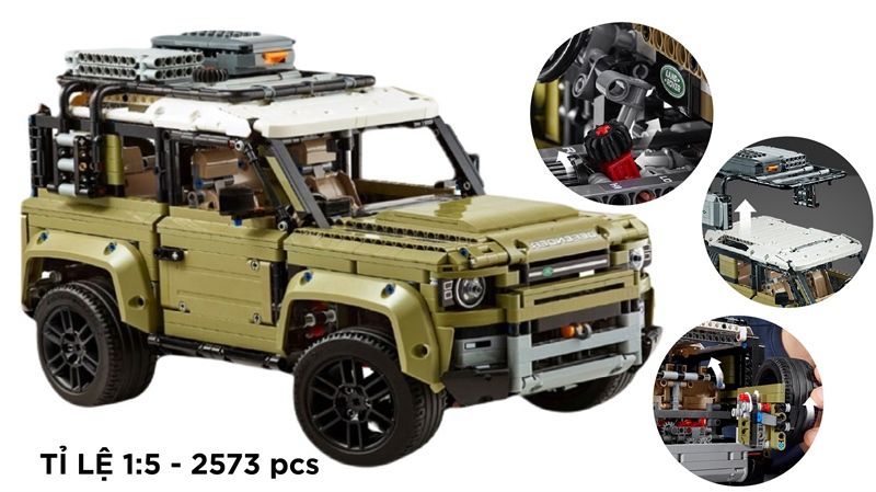  Mô hình xe ô tô lắp ghép Land Rover Defender 2573 pcs tỉ lệ 1:5 LG017 