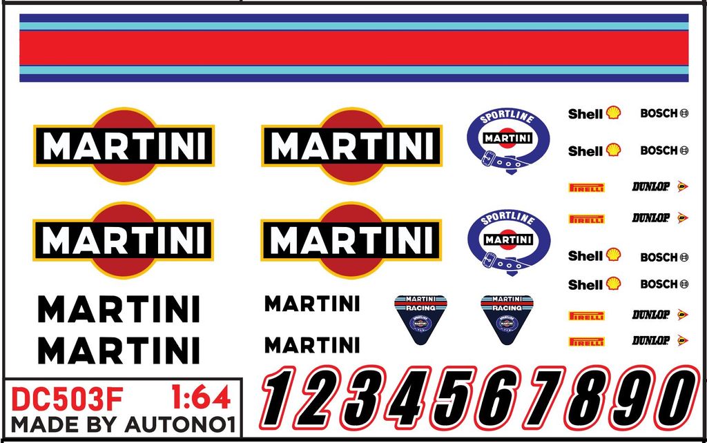 DECAL NƯỚC DECAL NƯỚC MARTINI RACING 1:64 AUTONO1 DC503F