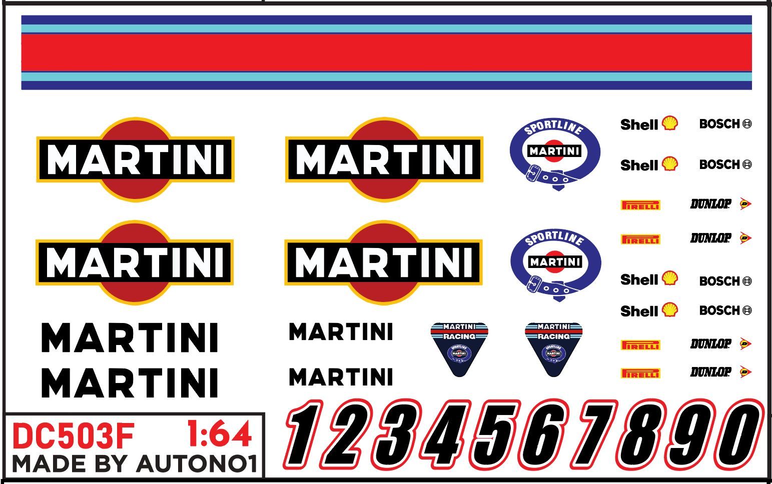  Decal nước độ Martini racing dán mọi nền màu cho xe mô hình tỉ lệ 1:64 DC503 