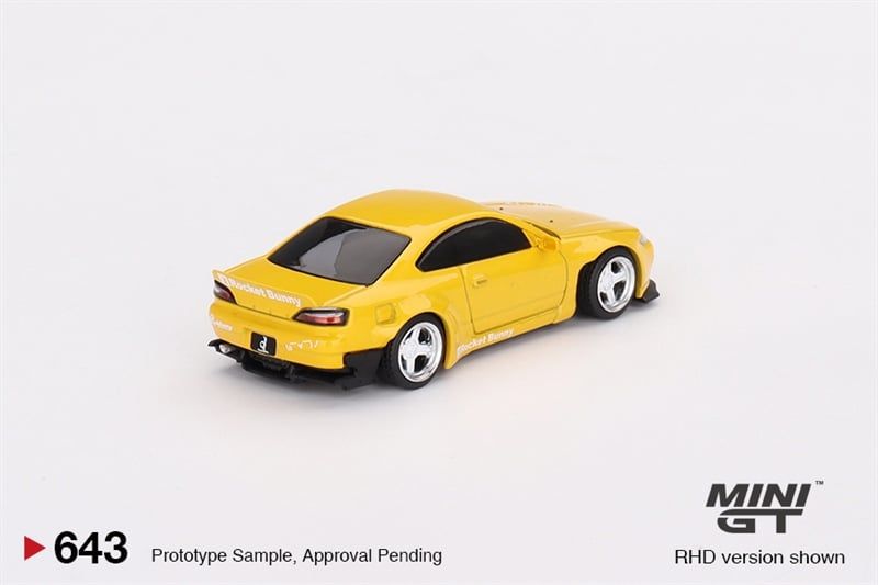 Mô hình xe Nissan Silvia (S15) Rocket Bunny Bronze Yellow bản card tỉ lệ 1:64 MiniGT x Mijio MGT00643-MJ