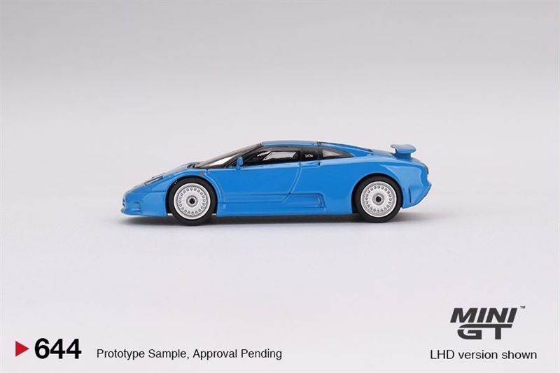 Mô hình xe ô tô Bugatti EB110 GT Blue sky bản card tỉ lệ 1:64 MiniGT MGT00644