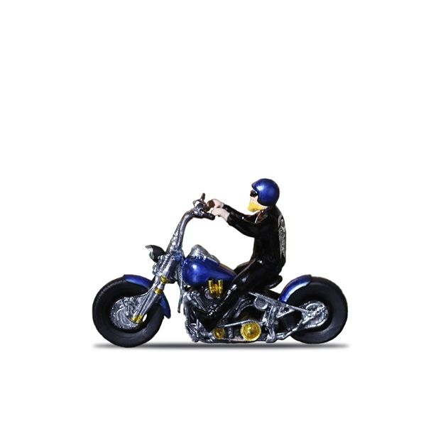 Mô hình xe và nhân vật figure Harley men's motorcycle party blue tỉ lệ 1:64 MoreArt MO222131