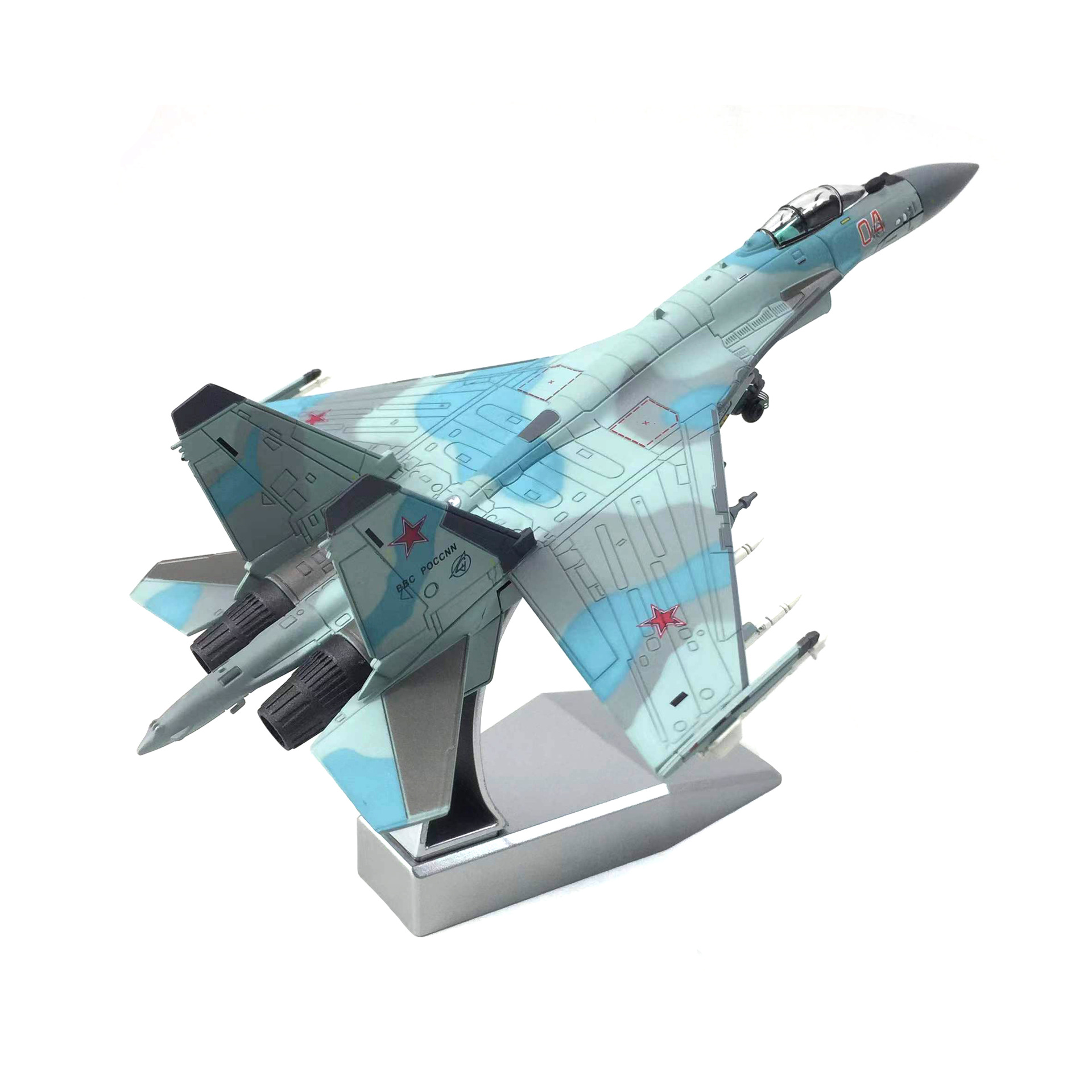 Mô hình máy bay chiến đấu Russia Su-35 BBC POCCNN - ĐẾ KIM LOẠI tỉ lệ 1:100 Ns models MBQS013