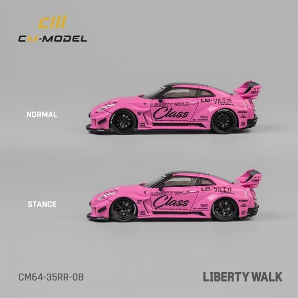 Mô hình xe Nissan LBWK GT35RR Pink có bánh thay thế tỉ lệ 1:64 CM model CM64-35RR-08