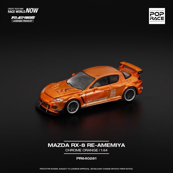 Mô hình xe Mazda Rx-8 Re-Amemiya Chrome Orange tỉ lệ 1:64 PopRace PR640281