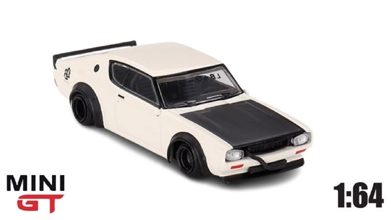 Mô hình xe ô tô Nissan Skyline Kenmeri Liberty Walk LBWK white tỉ lệ 1:64 MiniGT MGT00702