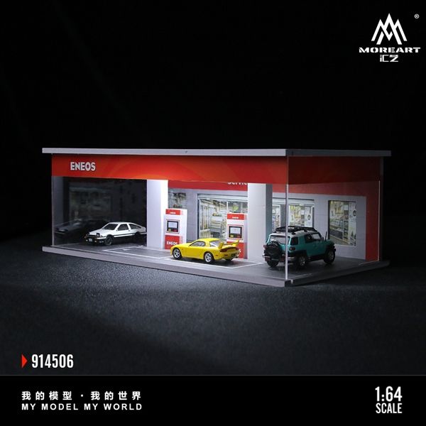 Hộp trưng bày mô phỏng trạm xăng dầu ENEOS có đèn - mica bảo vệ tỉ lệ 1:64 MoreArt MO914506