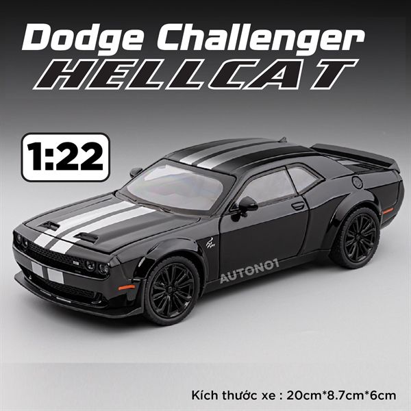 Mô hình xe Dodge Challenger Hellcat full open - có đèn - âm thanh tỉ lệ 1:22 Jiaye model OT584