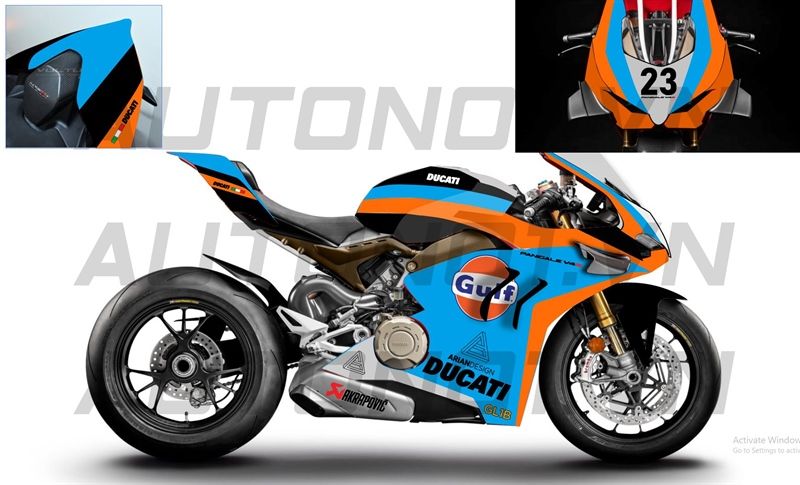  Decal nước độ Ducati Panigale V4S - Gulf V2 tỉ lệ 1:12 Autono1 DC603e 