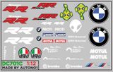  Decal nước cho BMW S1000RR motorad AGV dán mọi nền màu cho xe mô hình tỉ lệ 1:12 DC701C 