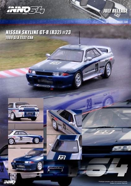 Mô hình xe Nissan GTR R32 Gr.A Test Car 1989 #23 tỉ lệ 1:64 Inno64 Models